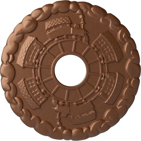 Ekena Millwork Kendall Train Station Medallion (Canopies up to 3 7/8"), 18 1/2"OD x 3 7/8"ID x 1"P, Polished Copper CM18KDPOS - main